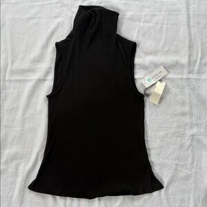 Nine Britton Black Ribbed Turtleneck Sleeveless Tank Top